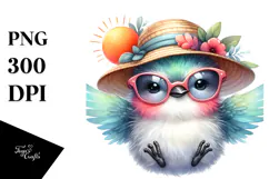 Colorful Hummingbird with Sunglasses PNG Product Image 1