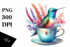Vibrant Hummingbird Teacup | Hummingbird Sublimation Product Image 3