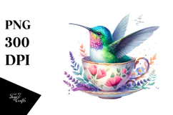 Vibrant Hummingbird Teacup | Hummingbird Sublimation Product Image 1