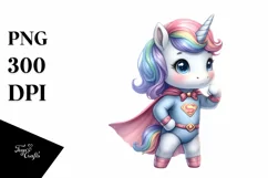 Watercolor Baby Unicorn Hero | Clipart Product Image 1