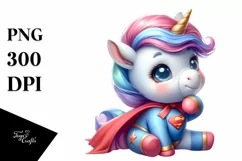 Watercolor Baby Unicorn Hero | Clipart Product Image 1
