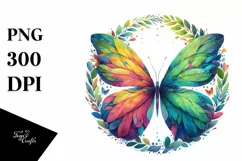 Abstract Vibrant Butterfly with Flowers PNG Product Image 3