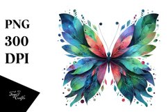 Abstract Vibrant Butterfly with Flowers PNG Product Image 3