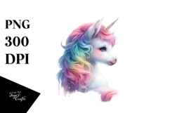 Colorful Baby Unicorn Gazing at Stars PNG Product Image 1