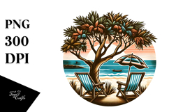 Vintage Tropical Tree with Beach Chairs PNG Product Image 1