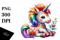 Colorful Baby Unicorn with Polish Festival PNG Product Image 3