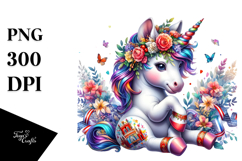 Colorful Baby Unicorn with Polish Festival PNG Product Image 1