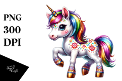 Colorful Baby Unicorn with Polish Festival PNG Product Image 1