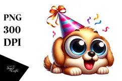 Silly Catoon Puppy with Expressive Eyes PNG Product Image 1