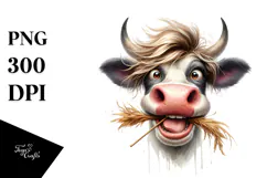Funny Cow with Crazy Face PNG Product Image 1