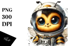 Cute Baby Bee with Astronaut Helmet PNG Product Image 1