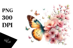 Butterfly made of Spring Flowers PNG Product Image 1