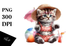 Cute Kitten Beachwear Digital PNG Product Image 1
