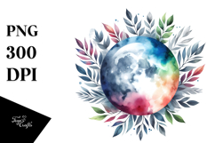 Vibrant Abstract Moon Foliage Clouds | Sublimation Clipart Product Image 1