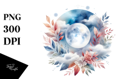 Vibrant Abstract Moon Foliage Clouds | Sublimation Clipart Product Image 1