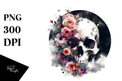 Skull made of Flowers PNG Product Image 1