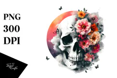 Skull made of Flowers PNG Product Image 1