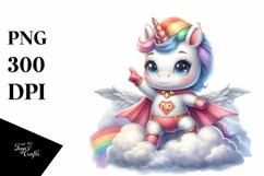 Baby Unicorn Watercolor Hero Pose Product Image 3