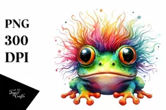 Colorful Layered Watercolor Baby Frog with Crazy Eyes and Product Image 3