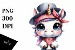 Baby Unicorn with Hat Bandana and Big Eyes | Sublimation | Product Image 1