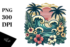 Retro Tropical Waves, PNG Product Image 1