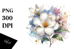 Gardenia Watercolor Splash PNG Product Image 1