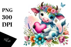 colorful Cow Heart Sitting PNG Product Image 1