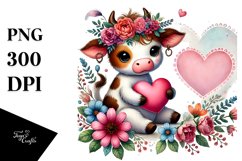 colorful Cow Heart Sitting PNG Product Image 1