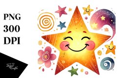 Simple Smiling Star Sublimation PNG Product Image 1