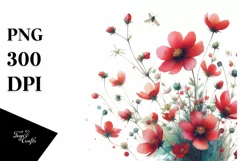 Red Flowers Abstract Watercolor Clipart Product Image 1