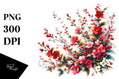 Red Flowers Abstract Watercolor Clipart Product Image 1