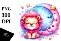 Cute Smiling Pink-Ish Lion PNG Product Image 1