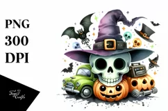 Funny Watercolor Skull | Sublimation Clipart Product Image 1
