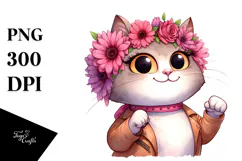 Cat with Flower Crown PNG Product Image 1