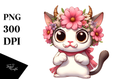 Silly Cat with Flower Crown PNG Product Image 1