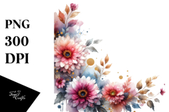 Vibrant Abstract with Small Gerbera and Gold PNG Product Image 1