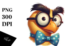 Goofy Cartoon Bird with Bow Tie PNG Product Image 1
