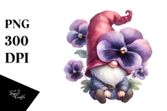 Gnome with Pansy Hat PNG Product Image 1