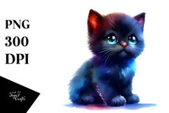 Cute Baby Black Cat in Style PNG Product Image 1