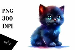 Cute Baby Black Cat in Style PNG Product Image 3