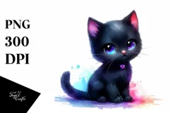Vibrant Baby Black Cat, Transparent PNG Product Image 3