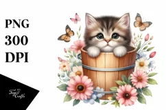 Watercolor Cute Baby Cat PNG Product Image 3