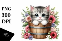 Watercolor Cute Baby Cat PNG Product Image 3
