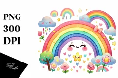 Cute Rainbow Watercolor PNG Product Image 1