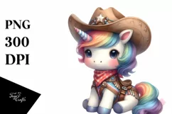 Cute Baby Unicorn Cowboy Clipart Product Image 1