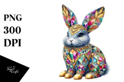 Colorful Bunny Made of Diamonds PNG Product Image 1