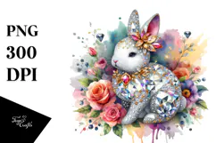 Colorful Bunny Made of Diamonds PNG Product Image 1