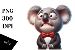 Exaggerated Cartoon Koala with Bow Tie PNG Product Image 1