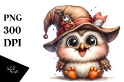 Funny Owl with Hat and Goofy Smile | Sublimation | Clipart Product Image 1