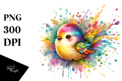 Colorful Bird Spring Flowers PNG Product Image 1